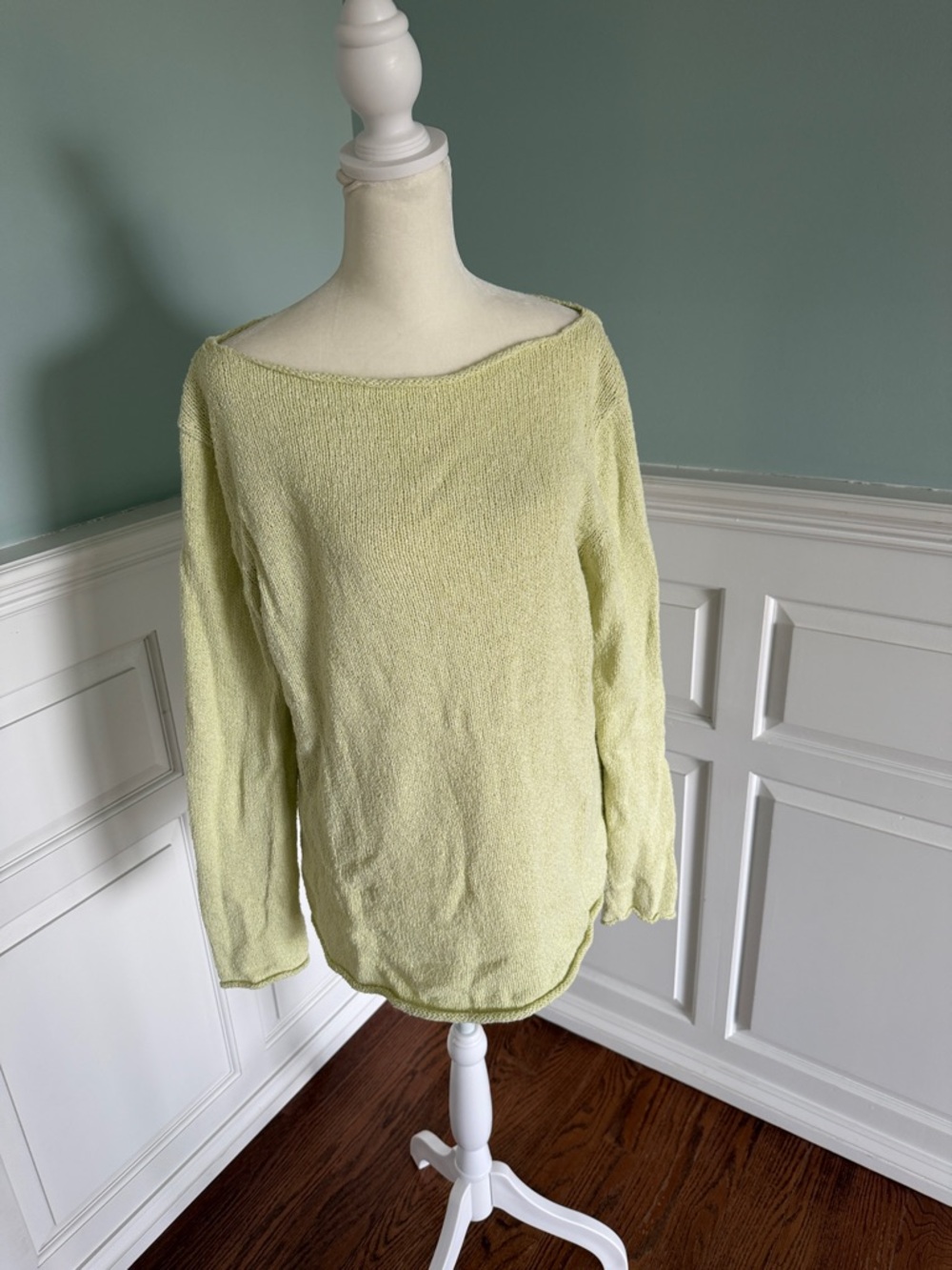 Eileen Fisher Pale chartreuse Off-Shoulder Knit Sweater